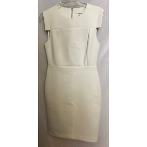 Calvin Klein Women's Sleeveless Rhinestone Scuba Sheath Dress White Size 6